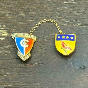 Antique WW2 sweetheart pin with chain linked pin! Lovely vibrant colors!